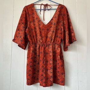 Manuheali’i Romper tie back orange blue red